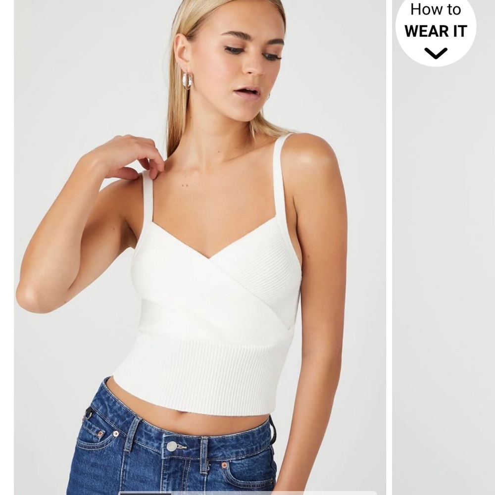White Sweater-Knit Surplice Cami Brand New with Tags Size Large Forever 21
